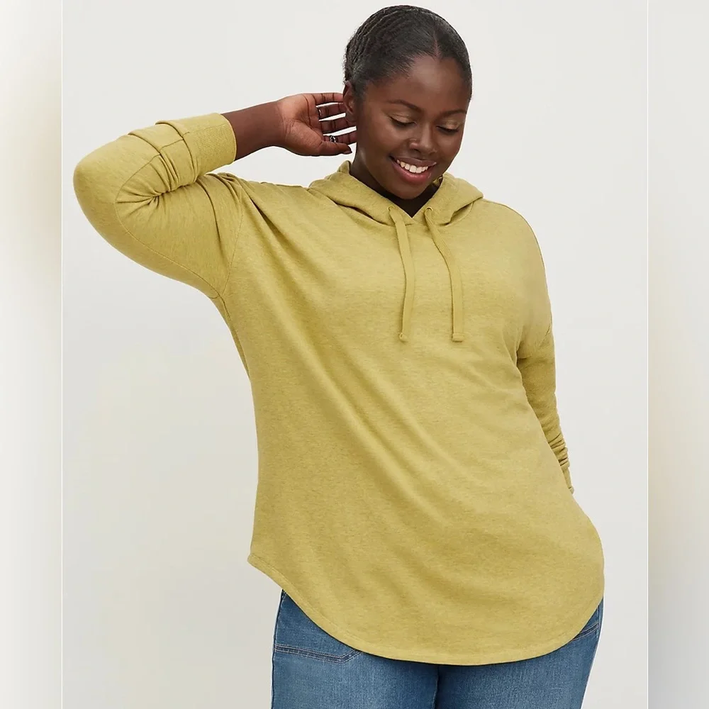 Torrid Relaxed Ultra Soft Fleece Drop Shoulder Hoodie Pea Green Yellow Size 1X - Picture 1 of 9